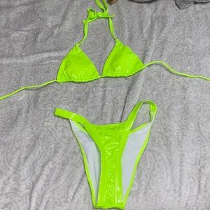 leather neon yellow bathing suit (never worn)